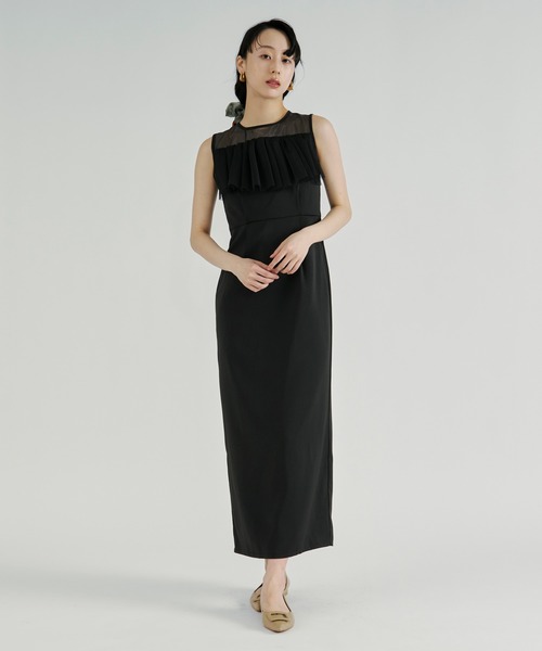 Ezick(エジック)の「2way Sleeve Ruffle Dresss 2wayラッフルスリーブドレス(ドレス・レディース・ブラック/グレー・FREE)」の11枚目の写真
