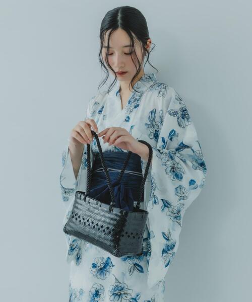 SENSE OF PLACE by URBAN RESEARCH(センスオブプレイスバイアーバンリサーチ)の「『WEB/一部店舗限定』スクエアバンブーカゴバッグ(かごバッグ・レディース・ネイビー/ベージュ/ボルドー/グレー・ONE)」の9枚目の写真