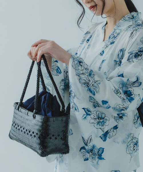 SENSE OF PLACE by URBAN RESEARCH(センスオブプレイスバイアーバンリサーチ)の「スクエアバンブーカゴバッグ(かごバッグ・レディース・ネイビー/ベージュ/ボルドー/グレー・ONE)」の3枚目の写真