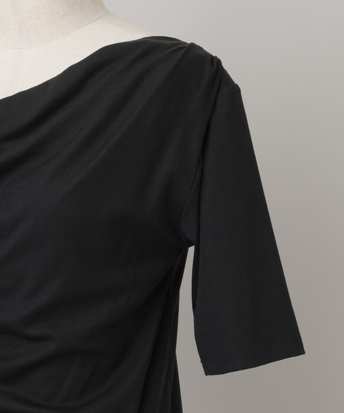 A part by(アパートバイ)の「カットドレーププルオーバー_5分袖(Tシャツ/カットソー・レディース・ブラウン/オフホワイト/ブラック・FREE)」の8枚目の写真
