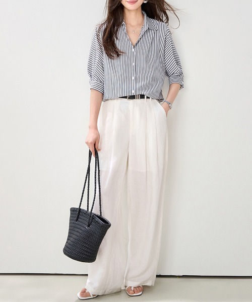 ONEP STAR(ワンピスター)の「バックデザイン七分袖ストライプシャツ(シャツ/ブラウス・レディース・ストライプ・X-LARGE/LARGE/MEDIUM)」の12枚目の写真