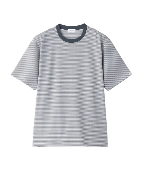MACKINTOSH PHILOSOPHY(マッキントッシュ フィロソフィー)の「クルーネックTシャツ トリコットサッカーボーダー(Tシャツ/カットソー・メンズ・ネイビー/ホワイト/グレー系その他2/ブルー・40/36/38)」の4枚目の写真