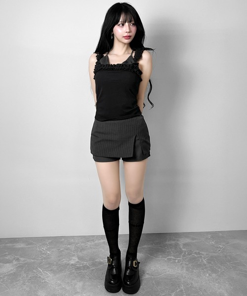 FOLLOWIN(フォロウィン)の「2COLOR/ピンストライプレイヤードミニスカート【 インパン仕様 】(スカート・レディース・グレー/ブラック・LARGE/SMALL/MEDIUM)」の12枚目の写真