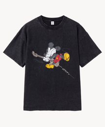 VTWO（ブイツー）の「ヴィンテージウォッシングロッカー_ミッキー_ Tシャツ (ブラック)（Tシャツ/カットソー）」