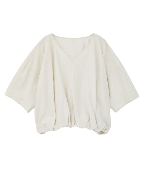 Liesse(リエス)の「Vネックバルーンショートブラウス(セットアップ可)(シャツ/ブラウス・レディース・アイボリー/ブラック・FREE)」の8枚目の写真