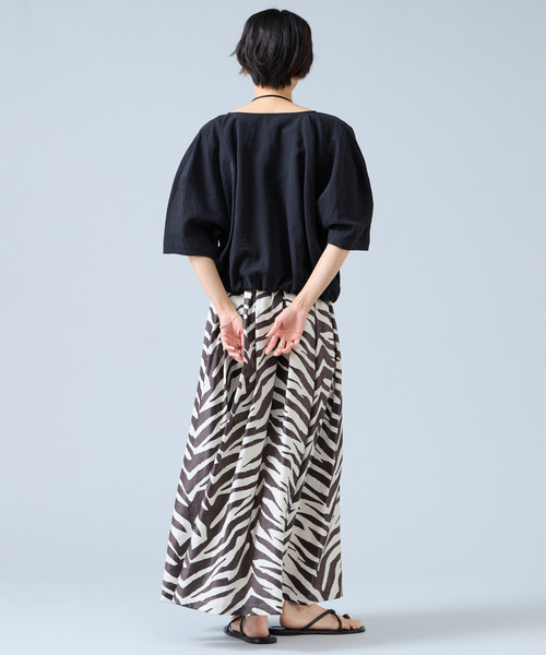 Liesse(リエス)の「Vネックバルーンショートブラウス(セットアップ可)(シャツ/ブラウス・レディース・アイボリー/ブラック・FREE)」の19枚目の写真