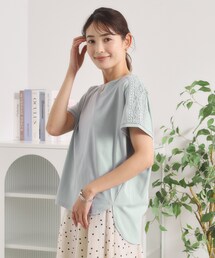 【冷感／遮熱】肩レースTシャツ
