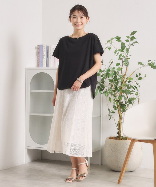 ITS'DEMO(イッツデモ)の「【冷感/遮熱】肩レースTシャツ(Tシャツ/カットソー・レディース・ブラック/ブルーグリーン/サックスブルー・00)」の18枚目の写真