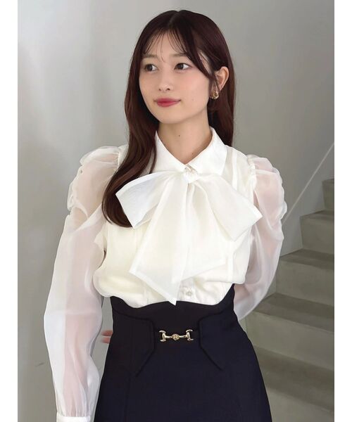 dazzlin(ダズリン)の「2WAYボウタイペプラムブラウス(シャツ/ブラウス・レディース・クリア/ピンク/ブルー/その他1/オフホワイト/ホワイト・FREE)」の6枚目の写真