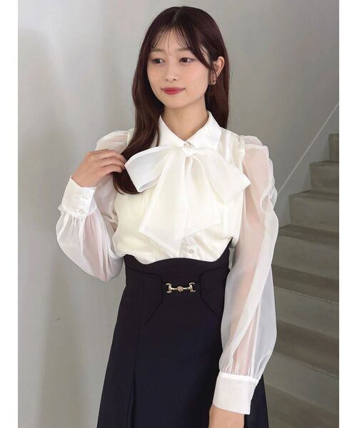 dazzlin(ダズリン)の「2WAYボウタイペプラムブラウス(シャツ/ブラウス・レディース・クリア/ピンク/ブルー/その他1/オフホワイト/ホワイト・FREE)」の10枚目の写真