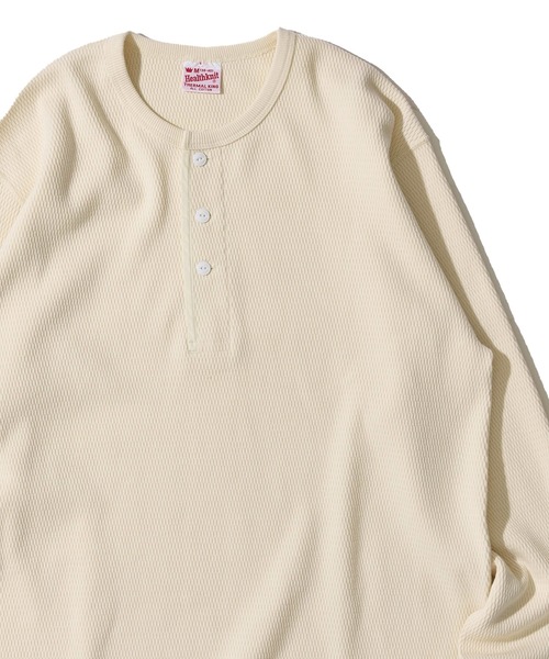 Healthknit(ヘルスニット)の「【Healthknit】Thermal King Raschel Honeycomd Henleyneck L/S / ハニカム ヘンリーネック ロングスリーブTシャツ(Tシャツ/カットソー・メンズ・チャコールグレー/ダークパープル/ナチュラル・MEDIUM/X-LARGE/LARGE)」の1枚目の写真