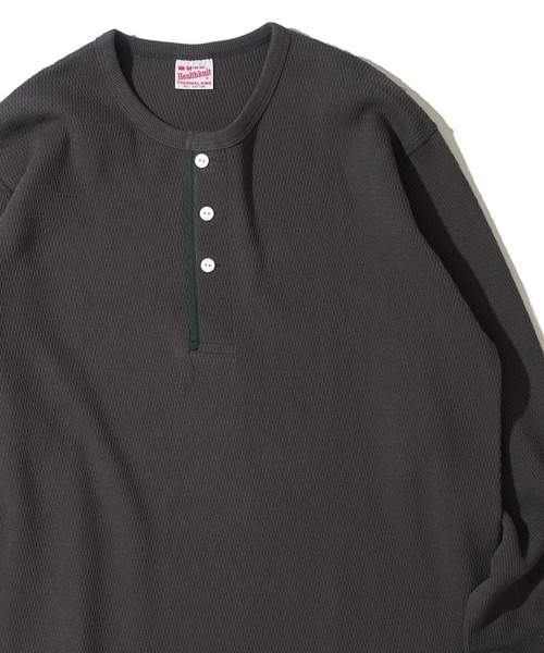 Healthknit(ヘルスニット)の「【Healthknit】Thermal King Raschel Honeycomd Henleyneck L/S / ハニカム ヘンリーネック ロングスリーブTシャツ(Tシャツ/カットソー・メンズ・チャコールグレー/ダークパープル/ナチュラル・MEDIUM/X-LARGE/LARGE)」の2枚目の写真