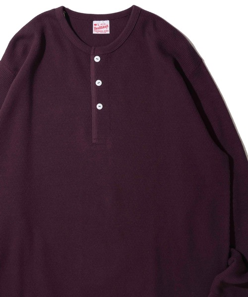 Healthknit(ヘルスニット)の「【Healthknit】Thermal King Raschel Honeycomd Henleyneck L/S / ハニカム ヘンリーネック ロングスリーブTシャツ(Tシャツ/カットソー・メンズ・チャコールグレー/ダークパープル/ナチュラル・MEDIUM/X-LARGE/LARGE)」の3枚目の写真