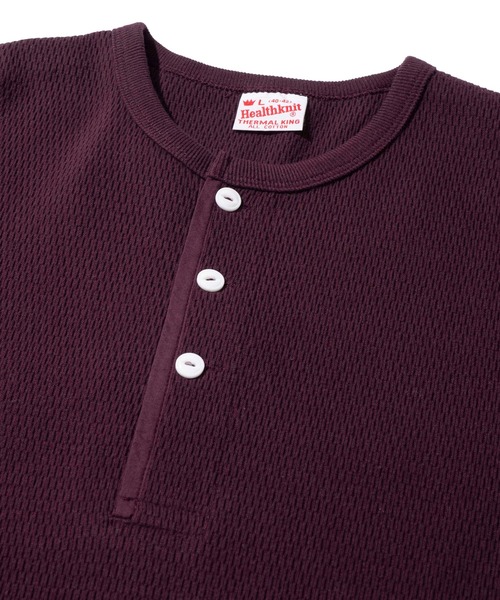 Healthknit(ヘルスニット)の「【Healthknit】Thermal King Raschel Honeycomd Henleyneck L/S / ハニカム ヘンリーネック ロングスリーブTシャツ(Tシャツ/カットソー・メンズ・チャコールグレー/ダークパープル/ナチュラル・MEDIUM/X-LARGE/LARGE)」の10枚目の写真