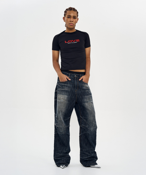 WORLDDILEMA(ワールドジレンマ)の「INDIGO SLUB THUNDER WASHING DENIM PANTS(デニムパンツ・レディース・インディゴブルー・55/82)」の3枚目の写真