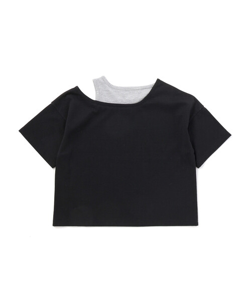 ZIDDY（ジディ）の「オフショルダー半袖Tシャツ＆パンツセット(130~160cm)（セットアップ・キッズ・ブラック/グレー・130cm/140cm/FREE/150cm）」の8枚目の写真