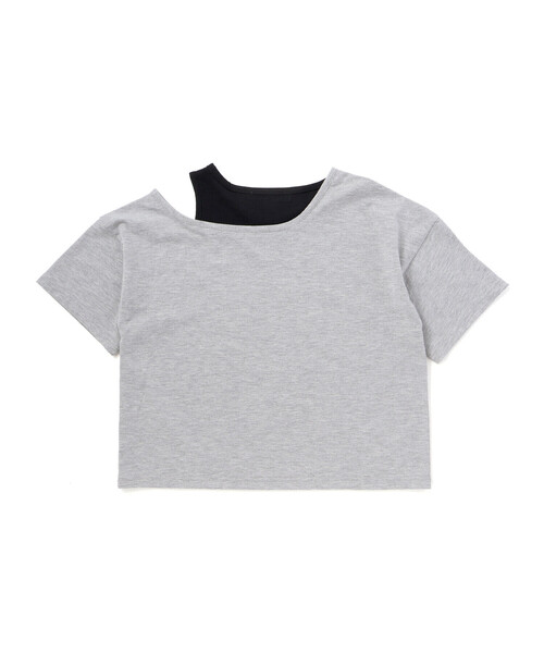 ZIDDY（ジディ）の「オフショルダー半袖Tシャツ＆パンツセット(130~160cm)（セットアップ・キッズ・ブラック/グレー・130cm/140cm/FREE/150cm）」の11枚目の写真
