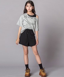 ZIDDY（ジディ）の「オフショルダー半袖Tシャツ＆パンツセット(130~160cm)（セットアップ）」