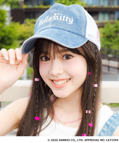 ANAP GiRL(アナップガール)の「ANAPGIRL×HELLOKITTYメッシュキャップ(キャップ・キッズ・ベージュ/ライトブルー・F)」の12枚目の写真