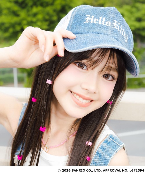 ANAP GiRL(アナップガール)の「ANAPGIRL×HELLOKITTYメッシュキャップ(キャップ・キッズ・ベージュ/ライトブルー・F)」の13枚目の写真