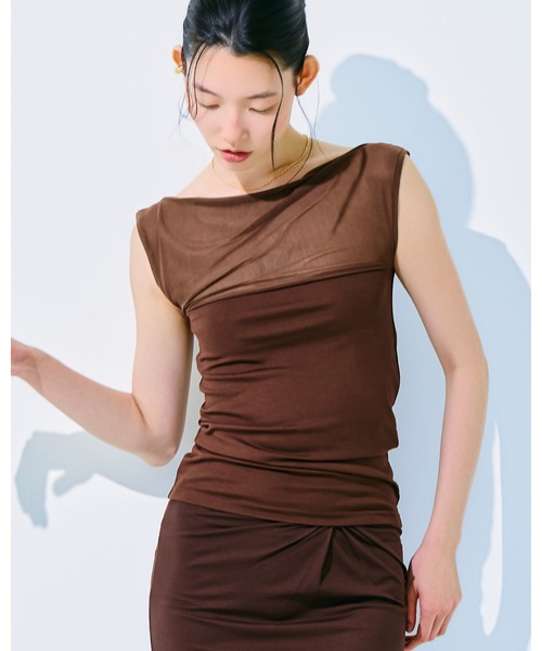 kiehtova（キエトヴァ）の「【kiehtova】SHEER SWITCH TOPS/シアースイッチトップス（タンクトップ・レディース・ライトグレー/ブラック/ブラウン・FREE）」の8枚目の写真
