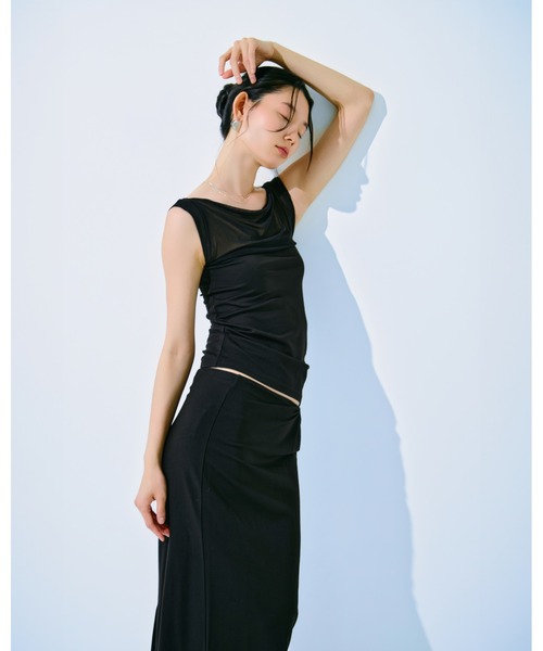 kiehtova（キエトヴァ）の「【kiehtova】SHEER SWITCH TOPS/シアースイッチトップス（タンクトップ・レディース・ライトグレー/ブラック/ブラウン・FREE）」の4枚目の写真