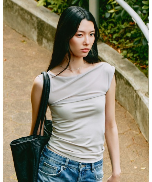 kiehtova（キエトヴァ）の「【kiehtova】SHEER SWITCH TOPS/シアースイッチトップス（タンクトップ・レディース・ライトグレー/ブラック/ブラウン・FREE）」の15枚目の写真