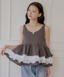 Chico（チコ）の「【SALON  by Chico】裾プリーツレイヤードスーツペプラムトップス（シャツ/ブラウス）」