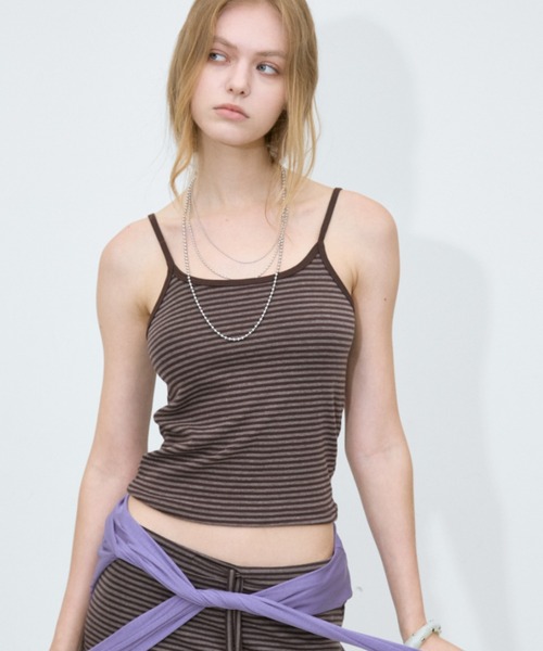 Rohwel(ローウェル)の「Border Stretch Camisole / ボーダーストレッチキャミソール(キャミソール・レディース・ブラック/グレー/ブラウン・FREE)」の3枚目の写真