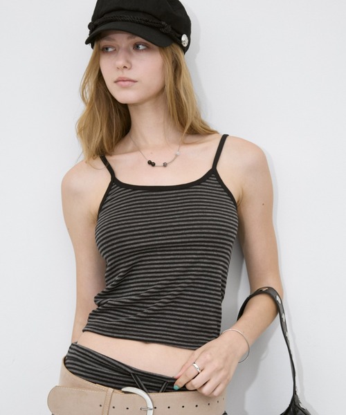 Rohwel(ローウェル)の「Border Stretch Camisole / ボーダーストレッチキャミソール(キャミソール・レディース・ブラック/グレー/ブラウン・FREE)」の6枚目の写真