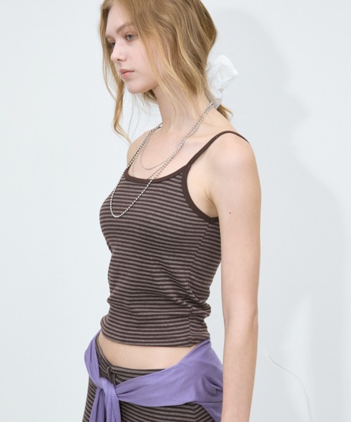 Rohwel(ローウェル)の「Border Stretch Camisole / ボーダーストレッチキャミソール(キャミソール・レディース・ブラック/グレー/ブラウン・FREE)」の18枚目の写真
