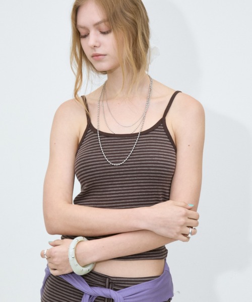 Rohwel(ローウェル)の「Border Stretch Camisole / ボーダーストレッチキャミソール(キャミソール・レディース・ブラック/グレー/ブラウン・FREE)」の17枚目の写真