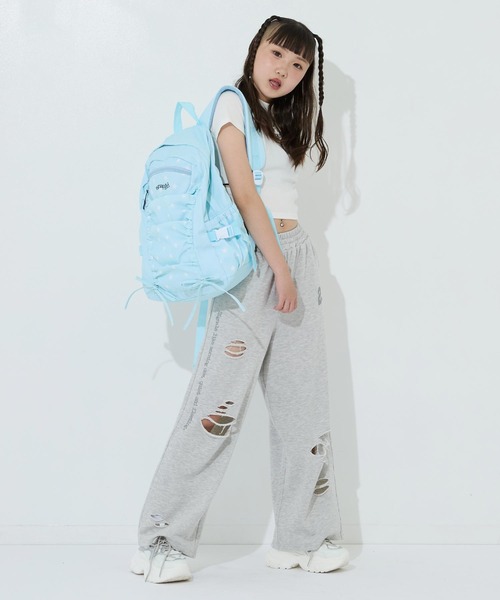ANAP GiRL(アナップガール)の「【12L】シャーリングリボンリュック(ショルダーバッグ・キッズ・ブラック/ライトグレー/サックスブルー・F)」の20枚目の写真