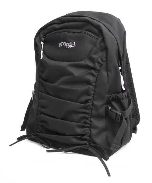 ANAP GiRL(アナップガール)の「【12L】シャーリングリボンリュック(ショルダーバッグ・キッズ・ブラック/ライトグレー/サックスブルー・F)」の10枚目の写真
