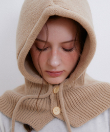 HALDEN（ハルデン）の「two button string balaclava (C056_beige)（ニットキャップ/ビーニー）」
