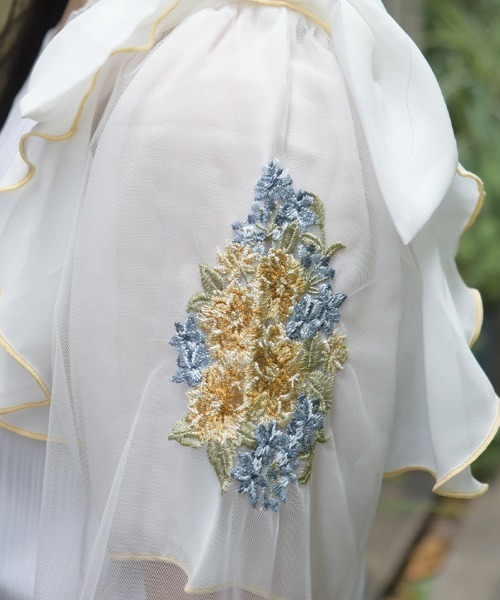 axes femme(アクシーズファム)の「接触冷感ダリア刺繍PO(Tシャツ/カットソー・レディース・ホワイト/ブラック/ピンク・FREE)」の9枚目の写真