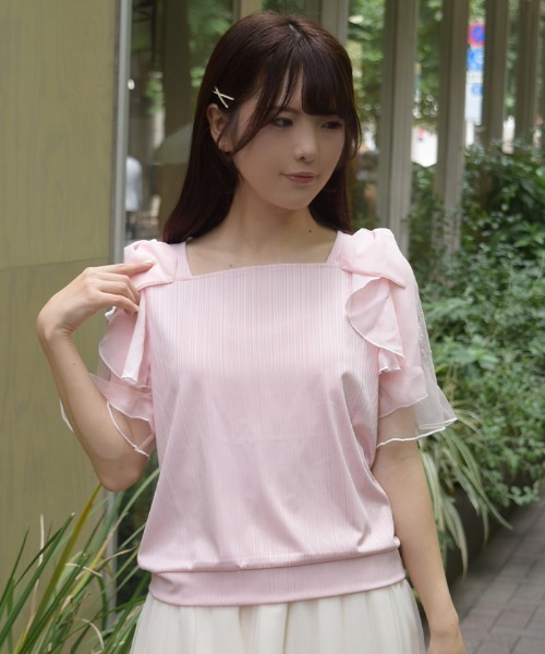 axes femme(アクシーズファム)の「接触冷感ダリア刺繍PO(Tシャツ/カットソー・レディース・ホワイト/ブラック/ピンク・FREE)」の12枚目の写真