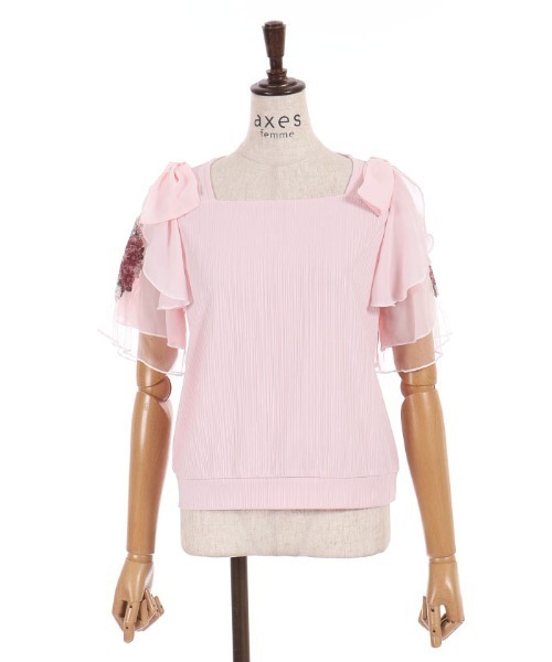 axes femme(アクシーズファム)の「接触冷感ダリア刺繍PO(Tシャツ/カットソー・レディース・ホワイト/ブラック/ピンク・FREE)」の13枚目の写真