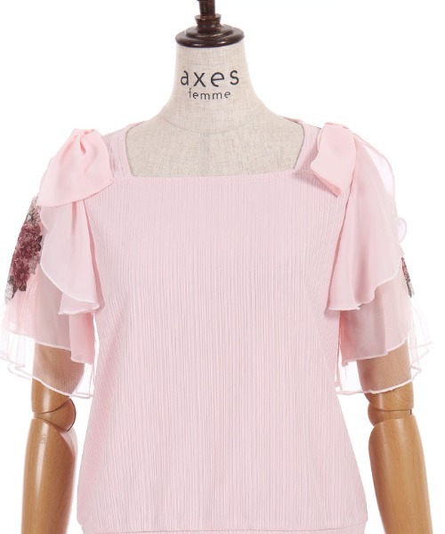 axes femme(アクシーズファム)の「接触冷感ダリア刺繍PO(Tシャツ/カットソー・レディース・ホワイト/ブラック/ピンク・FREE)」の16枚目の写真
