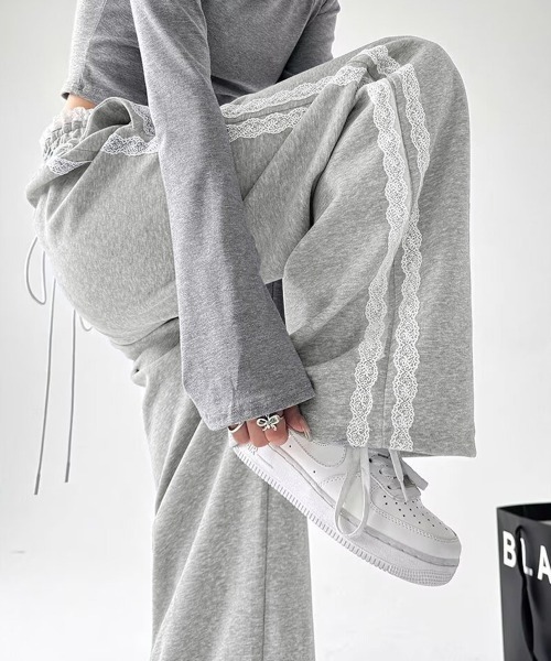 Miniministore(ミニミニストア)の「サイドレースラインスウェットパンツ韓国風(スウェットパンツ・レディース・グレー/ブラック・FREE)」の12枚目の写真