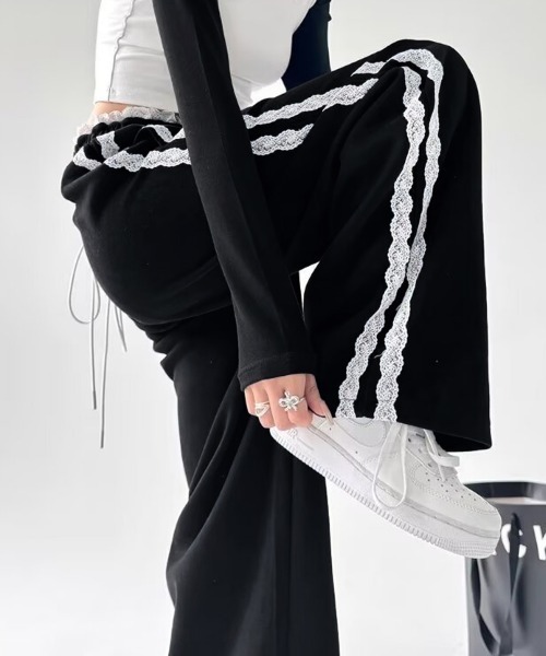 Miniministore(ミニミニストア)の「サイドレースラインスウェットパンツ韓国風(スウェットパンツ・レディース・グレー/ブラック・FREE)」の7枚目の写真