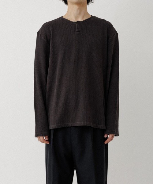 ヘビーワッフルヘンリーネックロングTシャツ（Tシャツ/カットソー