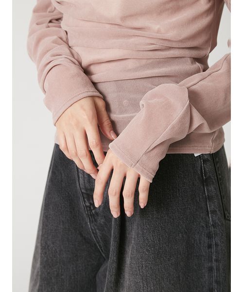 FRAY I.D(フレイアイディー)の「【ウォッシャブル】2wayフロッキーチュールトップス(Tシャツ/カットソー・レディース・グレー/ブラック/ホワイト/ピンク・F)」の13枚目の写真
