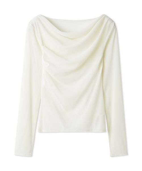 FRAY I.D(フレイアイディー)の「【ウォッシャブル】2wayフロッキーチュールトップス(Tシャツ/カットソー・レディース・グレー/ブラック/ホワイト/ピンク・F)」の6枚目の写真