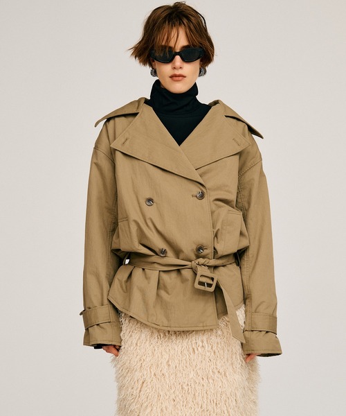 PRANK PROJECT(プランクプロジェクト)の「【2026Autumn Pre-Order】ボックスミドルトレンチコート / Boxy Middle Trench Coat(トレンチコート・レディース・ベージュ・FREE)」の3枚目の写真