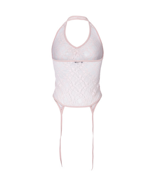 PLEASENOFOLLOW(プリーズノーフォロー)の「Lua Garter Lace Halter Sleeveless Top (Baby Pink)(Tシャツ/カットソー・レディース・その他・FREE)」の4枚目の写真