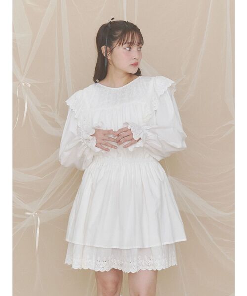 merry jenny（メリージェニー）の「lace panelギャザーワンピース（ワンピース・レディース・チャコールグレー/ブラウン/オフホワイト・FREE）」の22枚目の写真