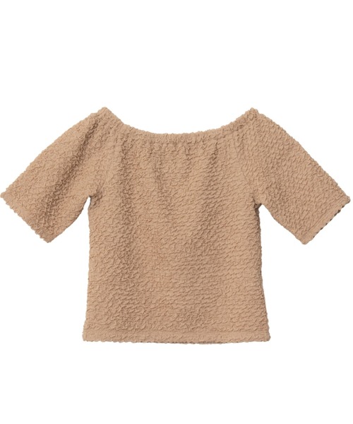 ORGUE(オルグ)の「シャーリングカットトップス / 2WAY オフショルダーデザイン(Tシャツ/カットソー・レディース・ベージュ/サックスブルー/アイボリー・FREE)」の2枚目の写真