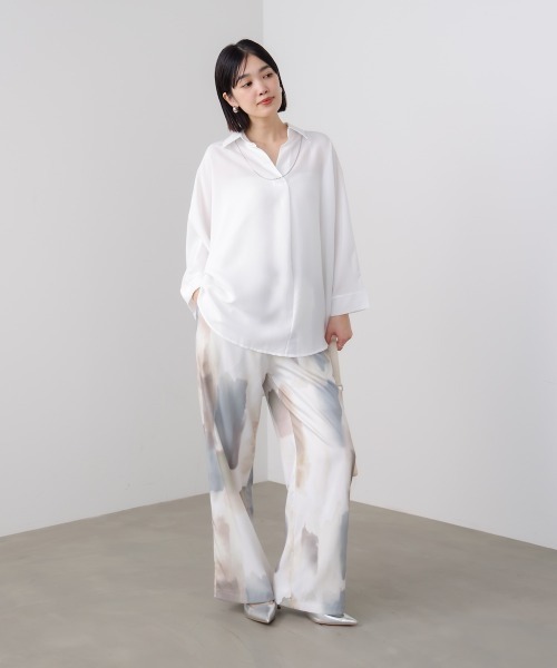 Bou Jeloud（ブージュルード）の「麻ライクシャツチュニック（シャツ/ブラウス・レディース・イエロー/グリーン/オフホワイト/ブラック・FREE）」の6枚目の写真