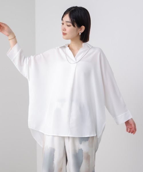Bou Jeloud（ブージュルード）の「麻ライクシャツチュニック（シャツ/ブラウス・レディース・イエロー/グリーン/オフホワイト/ブラック・FREE）」の7枚目の写真